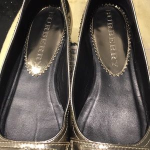 Burberry Shiny Silver Loafers